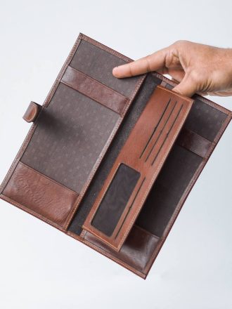 کیف پول چرم قهوه ای داریوش چنپا